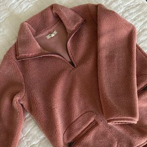 Madewell Sherpa half zip pullover pink XS